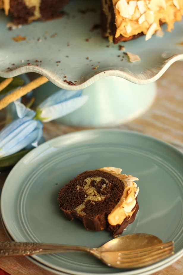 Coconut Caramel Samoas Bundt cake