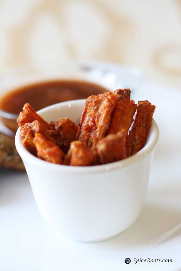 Deep fried lotus roots or Kashmiri nadir monji