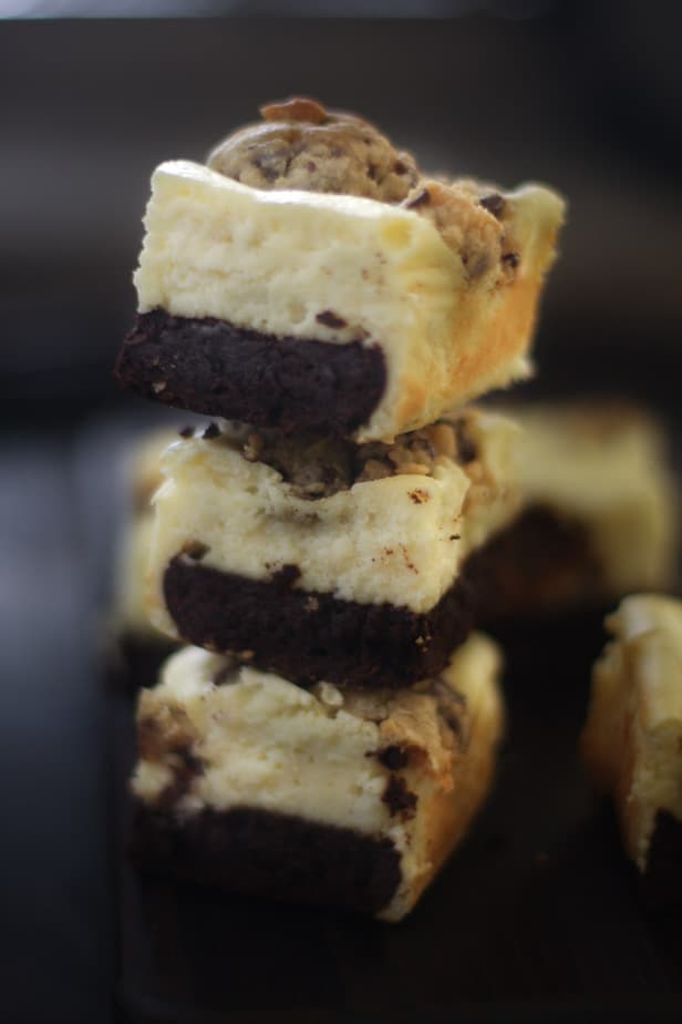 Cookie Dough Brownie and Cheesecake Bars