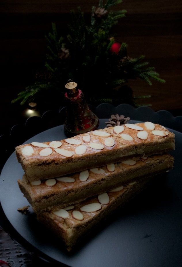 Bars of Gevulde Speculaas, spiced cookies filled with almond paste for Holidays